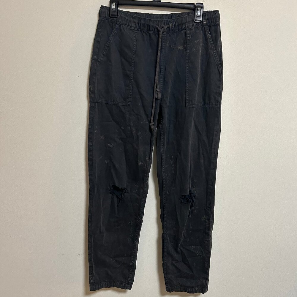 Aerie Cargo Joggers Size Medium EUC Gray Distressed Two-Tone Color Drawstring